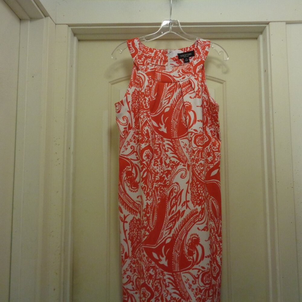 RED & WHITE DELIGHTS PATTERNS  SHEATHE DRESS BY PERCEPTIONS NEW YORK 12